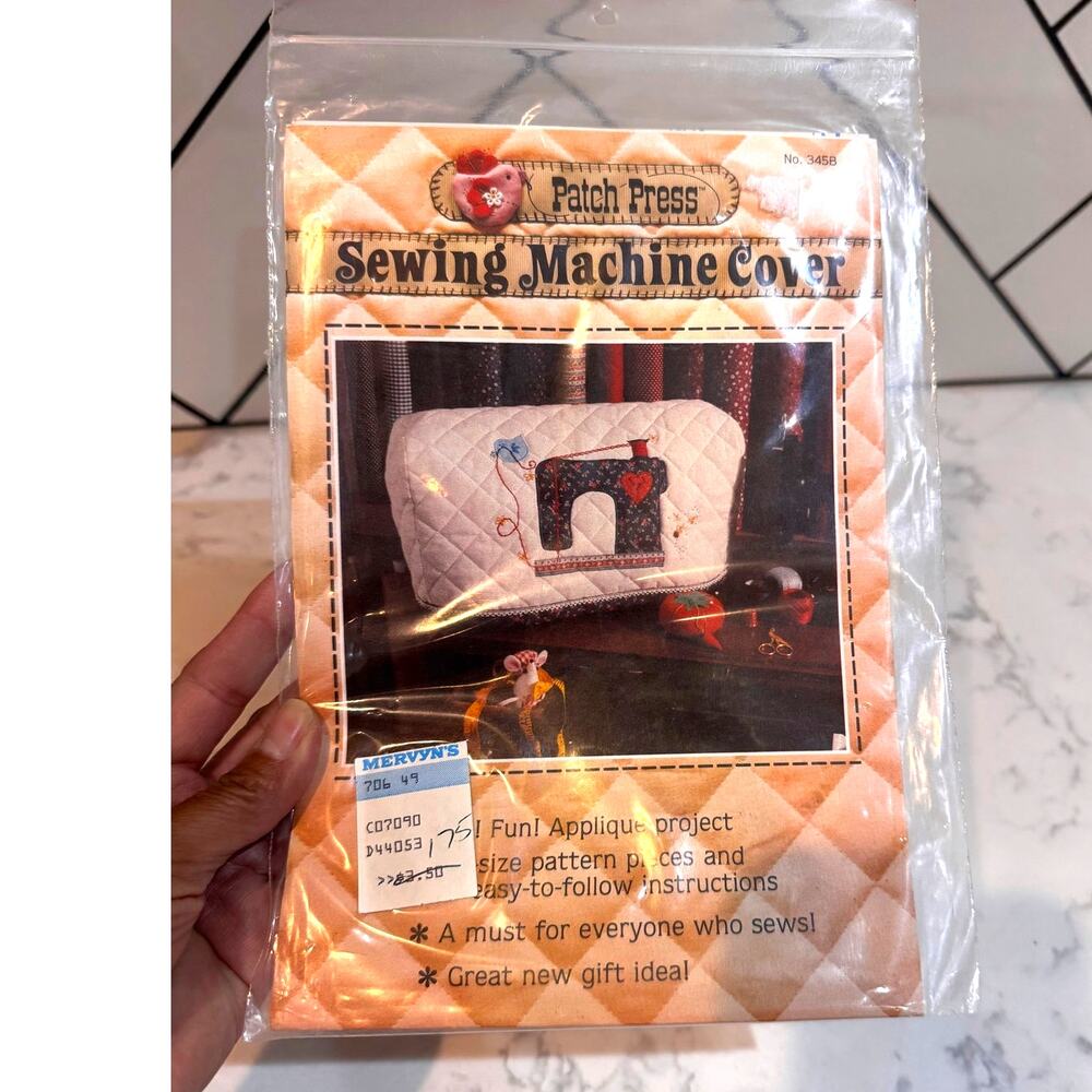 vintage Patch Press Sewing Machine Cover Pattern 80s Country Craft Americana